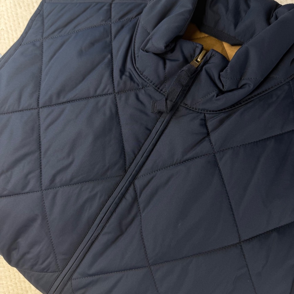 J.Crew Mens Navy Blue Diamond Quilted Vest Authentic Outerwear Medium Full Zip